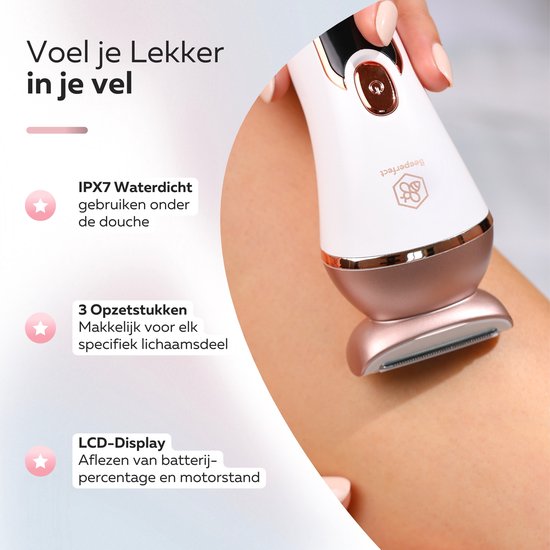 Beeperfect® 3 in 1 Ladyshaves For Women Prime - Damenrasierer - Bikini-Trimmer - Wiederaufladbar - Wasserdicht - 3 Aufsätze