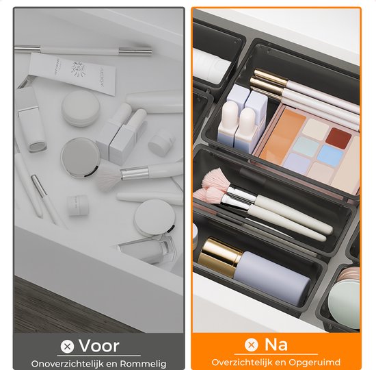 Posity Drawer Organizer - 12 Stück - Organizer Trays - Schubladenfächer - Aufbewahrungsfächer - Make-up Organizer - Für Küche, Bad & Büro - Kunststoff - Transparent