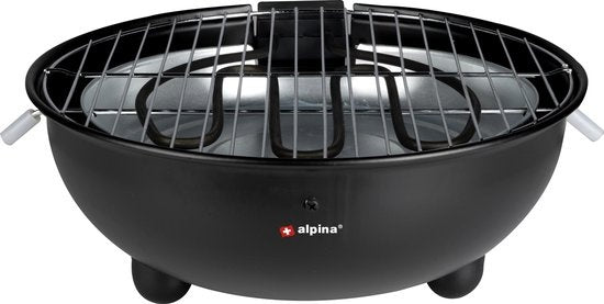 alpina Electric BBQ - Tischgrill - No Smoke - Indoor Grillen - 1250W - Ã˜ 30 Cm - Schwarz
