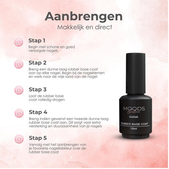 Moods Gellac - Rubber Base Coat - Nagellak - Gellak Starterspakket - Nagels - Gellak Set - 15 ML