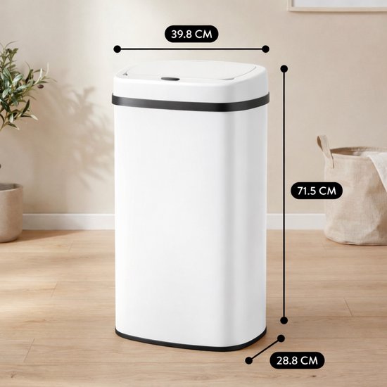 Bayt Mülleimer - Mülleimer 60 Liter - Mülleimer - Abfalleimer - Metall - Weiß