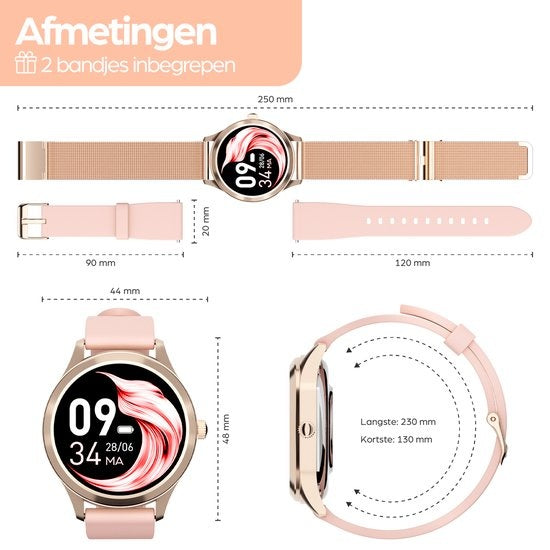 Actyve Smartwatch Damen RosÃ©gold - Apple & Android - Voller Touchscreen