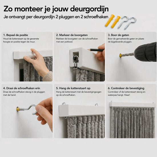 Brixy Fliegengitter – Katzenschwanz – 90 x 220 cm – 2 cm dicke Stränge – Grau