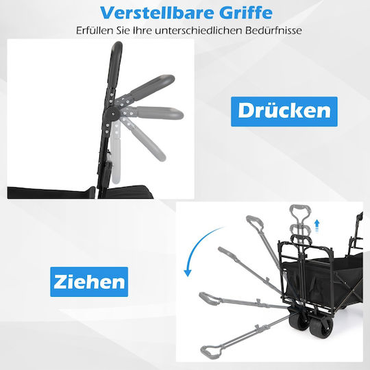 Coast Klappbarer Gartenwagen 100 Liter – Schwarz – 120 x 57 x 110 cm