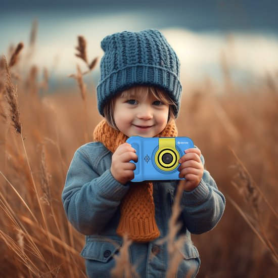 Denver Kinderkamera Full HD - Flip-Objektiv für Selfies - 40MP - Digitalkamera Kinder - Foto und Video - Spiele - KCA1351 - Blau
