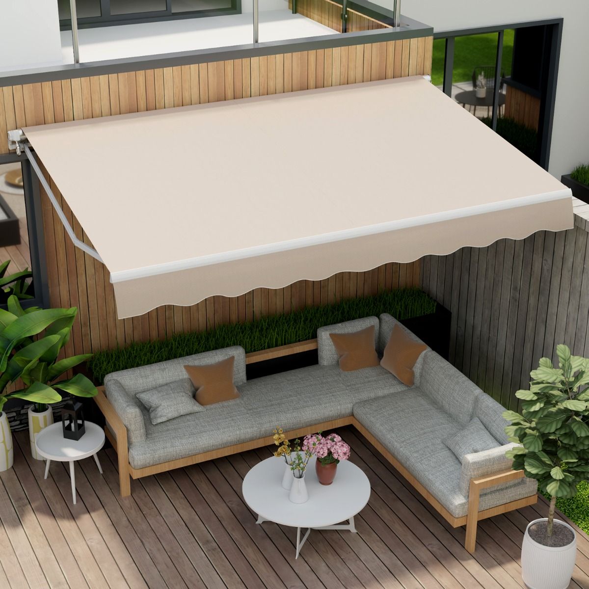 Coast ausziehbare Terrassenmarkise – manuelle Kurbel – Aluminiumrahmen – beige 4 x 2,5 m