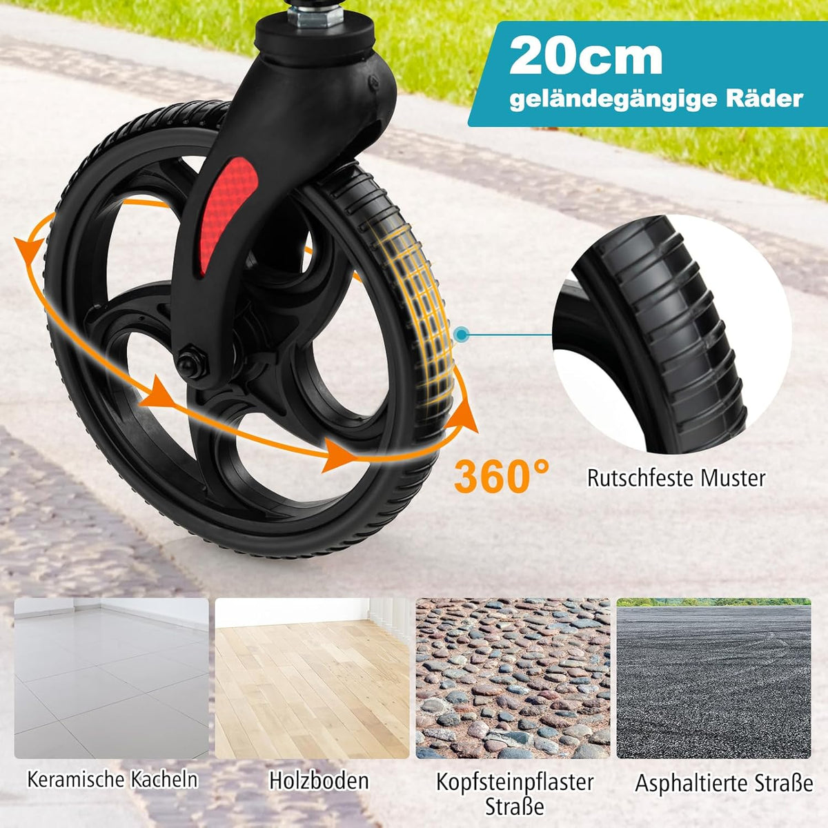 Coast Faltbarer Rollator - Multifunktional - Höhenverstellbar - Mit Tasche und Stockhalterung - Schwarz