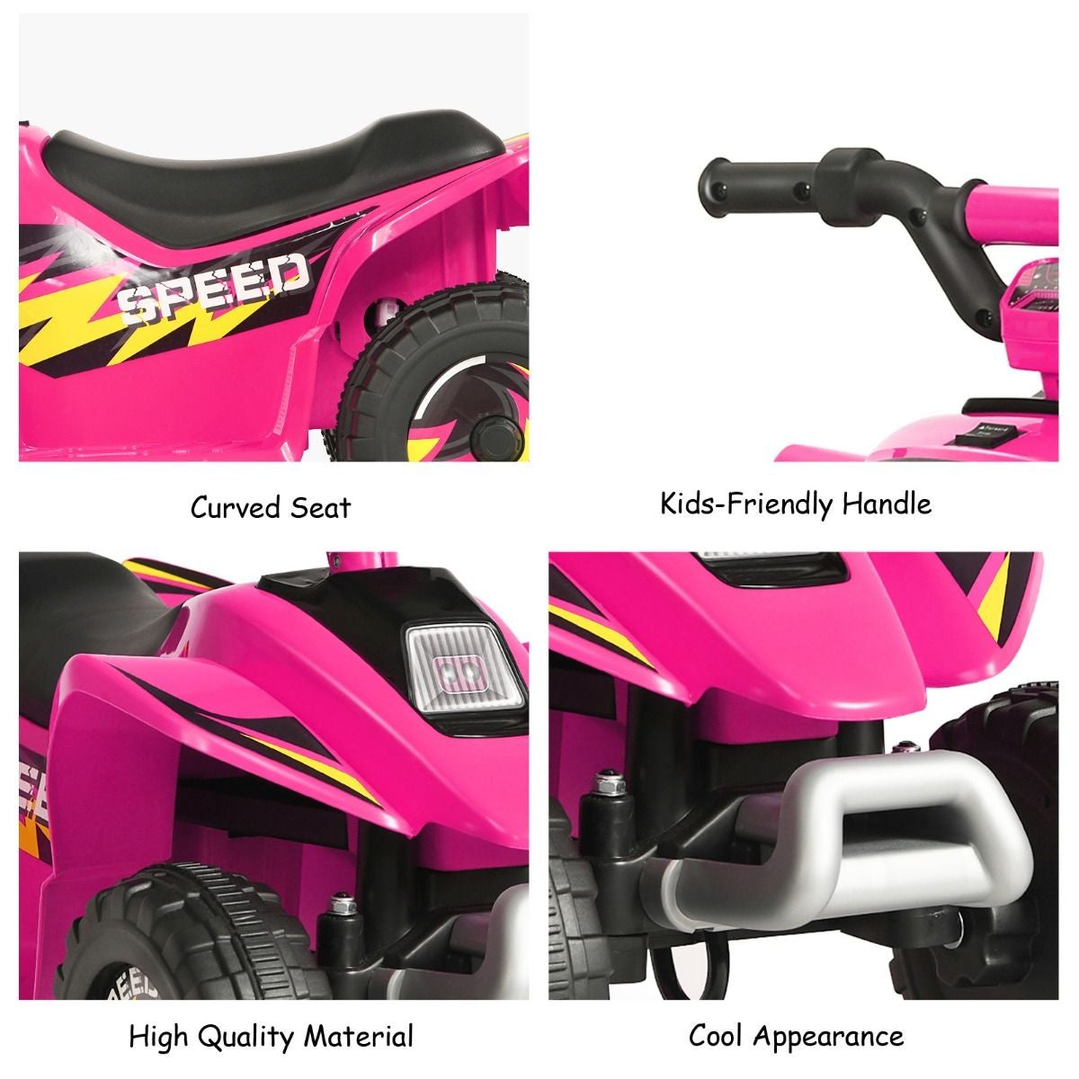 Coast Kinderwagen Mini Electroquad 6 V Batteriebetriebenes Quad 2,8-4,6 km/h Pink Pink