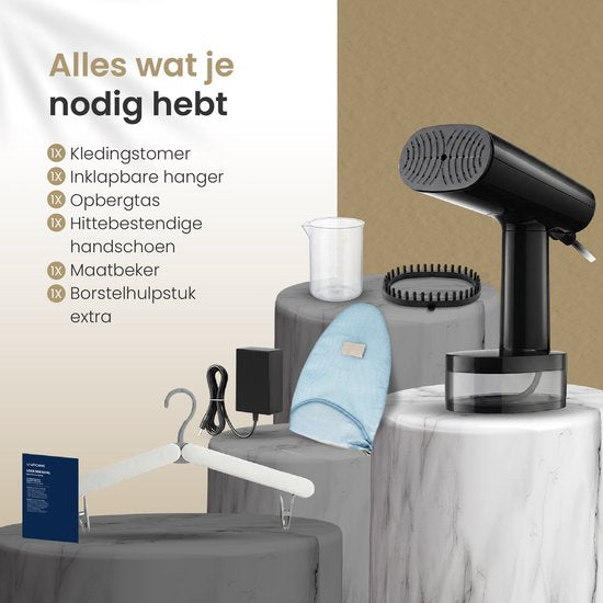 Vapore Clothes Steamer - Handheld Steamer 1640W - mit faltbarem Bügel & Aufbewahrungstasche - Steamer 360ML - Steamer für Kleidung und Möbel - 2.5m Kabel - Travel Kit