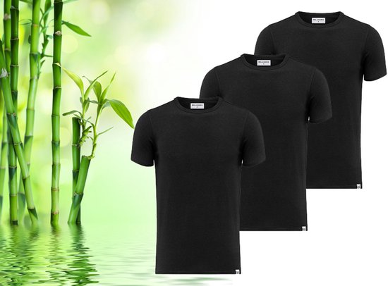 Milanoro - 3 weiche Bambus-T-Shirts - Weiß - Rundhalsausschnitt - M