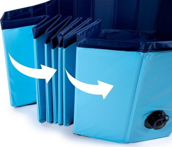 Maxxpro - Hundepool - 160 x 30 CM - faltbar - Anti-Rutsch-Boden - mit Entleerungsventil - Blau