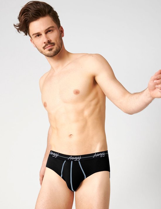 sloggi Start Midi 2er-Pack Slips - Herren - Baumwolle/Elastan - Regular Waist - Elastischer Bund - Schwarz - Größe XL