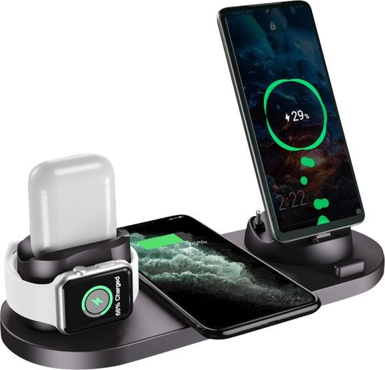 Nuvance 6 in 1 Wireless Charger - Für alle Qi-Geräte - Schwarz