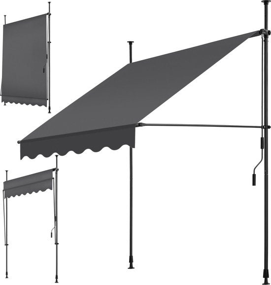 tectake - Klemmmarkise hellgrau 150 x 180 cm