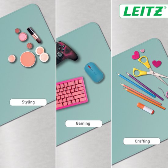 Leitz Große Schreibtischunterlage 80 × 40 cm – rutschfest – Schreibtischmatte – wasserdicht – für Tastatur und Maus – Mint