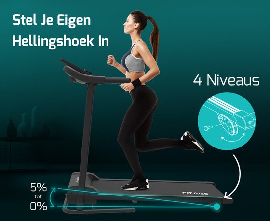 FITAGE - Laufband - 12 km/h - 3 Steigungen - elektrisch