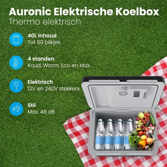 Auronic Electric Kühlbox - Kühlbox - 40L - 12V und 240V - Schwarz
