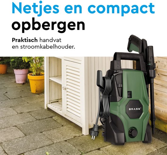 BRASQ HPW 105 Hochdruckreiniger - Terrassenreiniger - Hochdruckreiniger - 1400W - 105 bar - 426 L/H - Komplettset