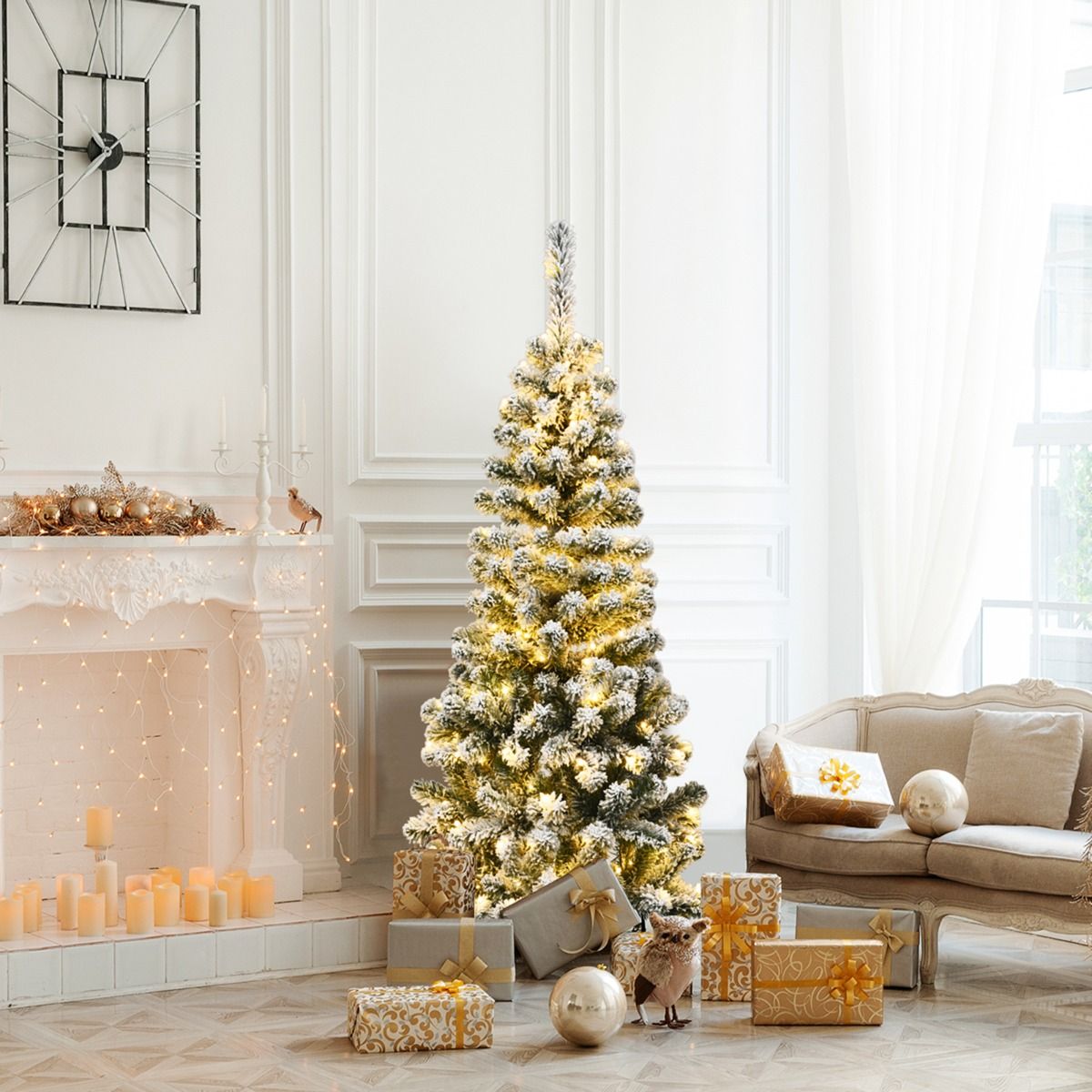 Coast Kunstweihnachtsbaum mit Schnee und 150 LED-Lämpchen – 135 cm