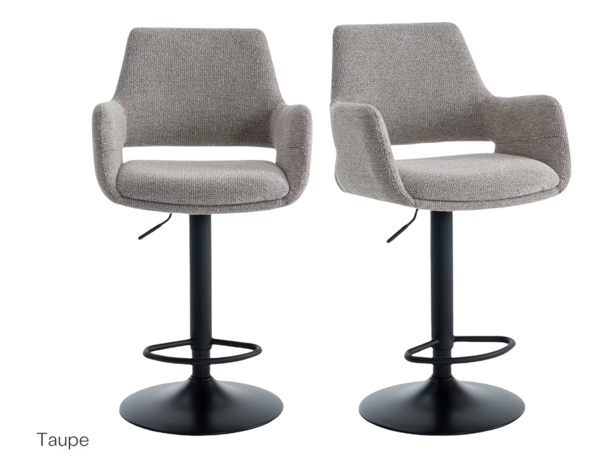 Criks Design Monza Barhocker Taupe - 2 Stück, höhenverstellbar 93-115 cm, 360° drehbar