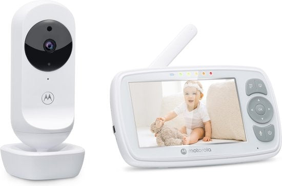 Motorola Babyphone für Kinderzimmer - mit Kamera - VM34 - 4,3-Zoll-Farbdisplay - Infrarot-Nachtsicht - Talk-back-Funktion - Wiegenlieder