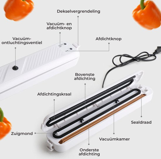Gtrise - Vakuumierer - 10 Vakuumbeutel - Einfach - Vakuumierer - Vakuumiergerät - Für alle Arten von Lebensmitteln