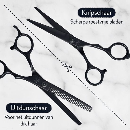 ProTrue 11 Stück Barbierset - Barbierschere rechtshändig - Ausdünnungsschere Barbier - Haarschere - Coupe Schere - Haarscheren Set