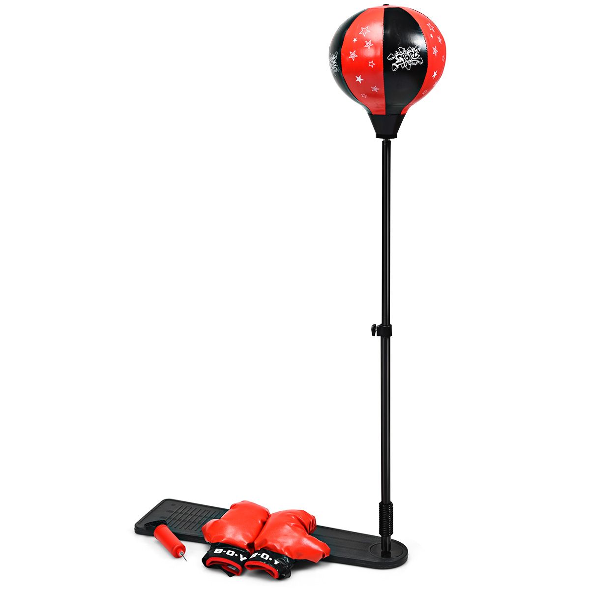 Coast Standing Kinderboxball - Höhe verstellbar 85-130 cm | Schwarz/Rot | Sockel 66 x 18,5 cm