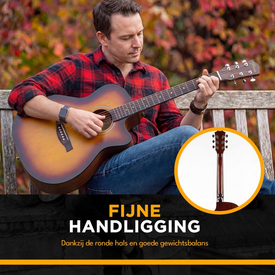 Finesse Akustikgitarre - mit Videokurs - 4/4 40" - Westerngitarre - Gitarre Kind & Erwachsener - Sunburst
