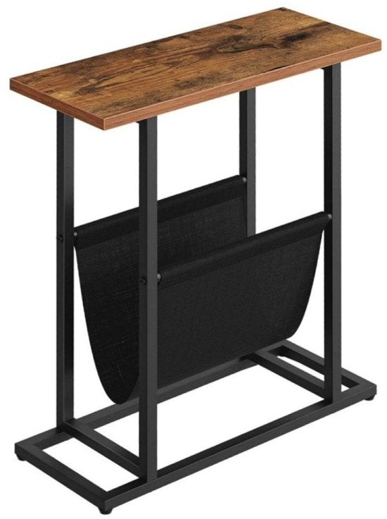 Ceruzo Beistelltisch mit Zeitschriftenhalter – schmal – schwarz-braun – H 55 cm