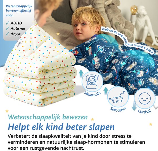 Ella Weighted Blanket Child 2.4kg - OEKO-TEX Baumwoll-Beschwerungsdecke 90 x 120cm - Weighted Blanket Dots