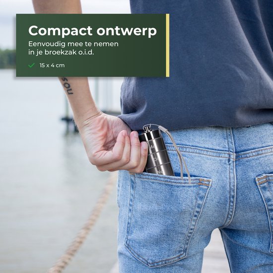 Gandria Pillendose 7 Tage - Herausnehmbare Pillendose - Pillendose mit 7 Fächern - Medikamentenbox mit stabilem Verschluss - Hülle - Wasserdicht - Grau