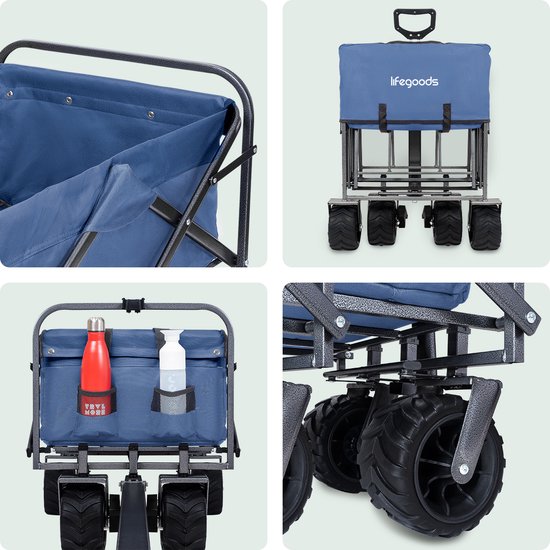 LifeGoods Wagon - faltbar - 80KG Tragfähigkeit - 94L - waschbares Polyester - Blau