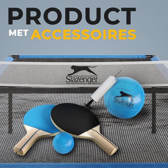 Slazenger - Pingpong Tischset - Spyder Air - Tischtennisplatte inkl. Zubehör - 240 x 120 x 63cm - Schwarz/Blau