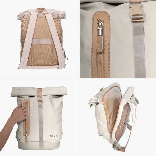 ONYX Rolltop Rucksack 25 bis 40L - Mit Laptopfach - Verstellbarer Rucksack - Reisetasche - Wasserdicht und strapazierfähig - Sand