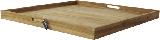 AXI Bayu Teak-Tablett – 60 x 60 x 5 cm – quadratisches Tablett – Teakholz – für Gläser und Tischdekoration – für drinnen und draußen