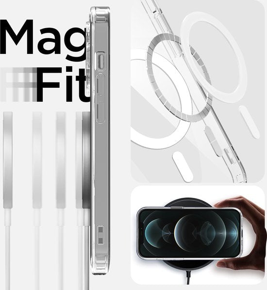 Podec Magsafe Case Passend für iPhone 12 Pro Max - Mit 3x Bildschirmschutz + 3x Kameraschutz - Magnetisch mit Ring Transparent - Handytasche Transparentes Case