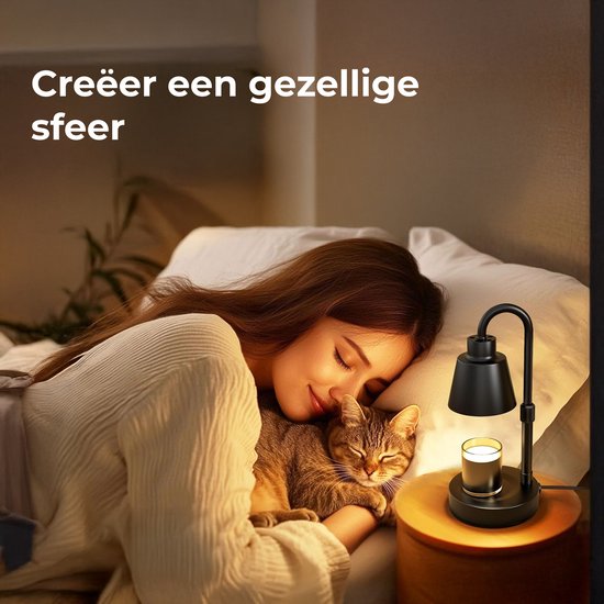 LUFT Kerzenwärmer Lampe – Candle Warmer – Dimmbar – Timer – Höhenverstellbar 15–36 cm – Inkl. 2 Halogenlampen – Schwarz