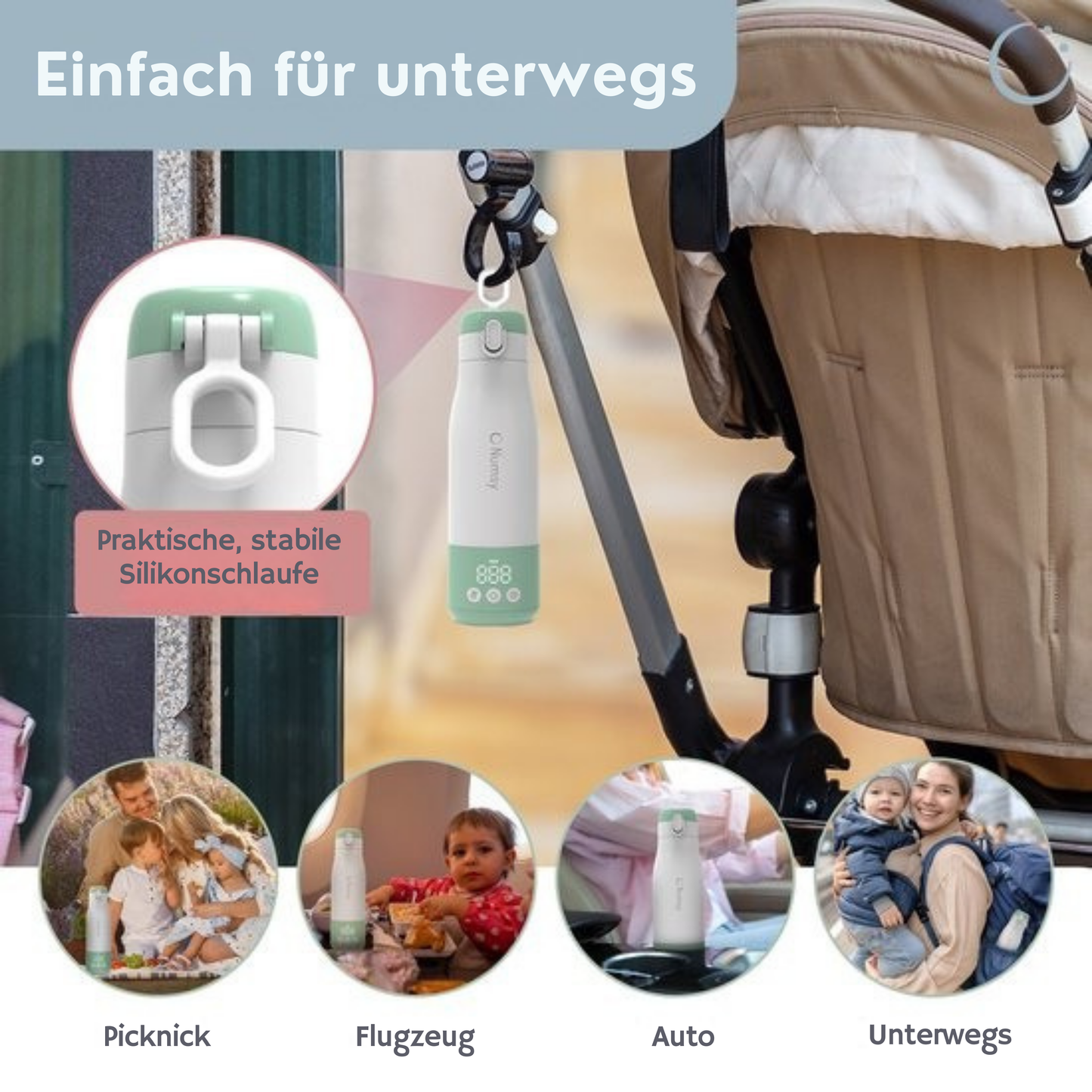 Numsy Thermosflaschenwärmer für unterwegs - Kabellos - 350 mL