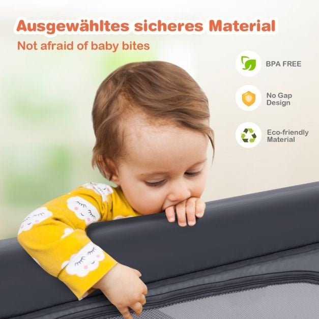Coast Baby Laufstall Ground Box mit 50 Spielbällen Laufstall mit atmungsaktivem Netz 120 x 120 cm Dunkelgrau
