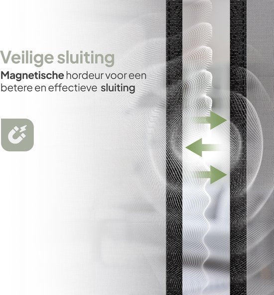 O'DADDY® Türvorhang Deluxe FIBER - Magnetischer Fliegenvorhang - Für Neubauten und Standardtüren - Einfache Installation - Türgitter Schwarz - 150x260 cm