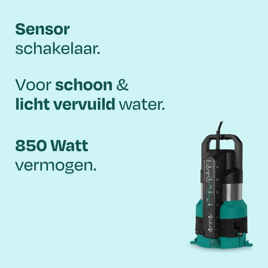 VONROC Tauchpumpe – Rein- und Schmutzwasserpumpe – 850 W – 20.000 l/h – Flachansaugung – Sensorschalter