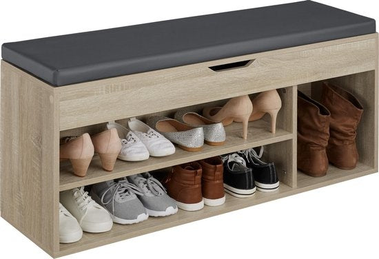 tectake - Natalya Schuhbank - Helles Holz, Eiche Sonoma - 403625