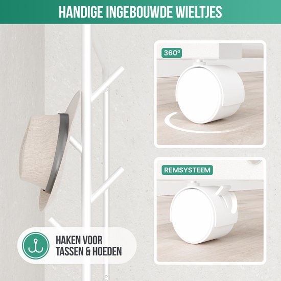 Avalo Kleiderständer auf Rädern Weiß - Metall - 100x40x156 - Aufbewahrung für Schuhe