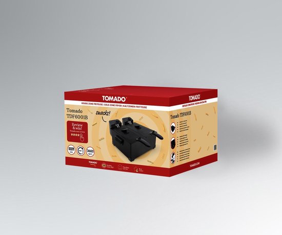 Tomado TDF6001B - Doppelfritteuse - 2 x 3 Liter - Kaltzone - schwarz