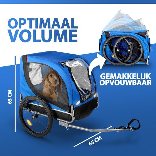 Bicycle Gear - Hundefahrradanhänger - max 40 KG - Zusammenklappbar - Regenschutz - Blau