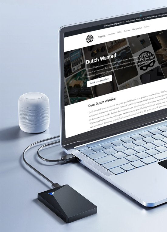 Dutch Wanted Space - Externe Festplatte - Festplatte - Schnelle Schreibgeschwindigkeit - 1TB Solid State Storage - Plug and Play - Tragbarer Speicher - Externer Speicher PC oder Laptop - USB 3.2 - Festplattenerweiterung
