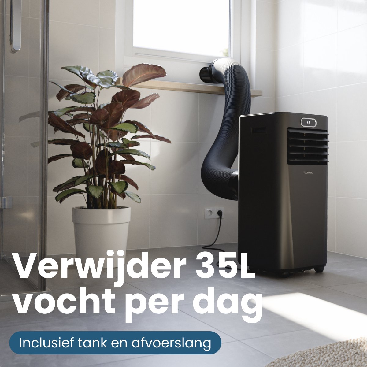 Auronic Mobile Klimaanlage Weiß – 7000 BTU – Bis zu 20 m² – 3-in-1 – Mit Fensterdichtungssätzen