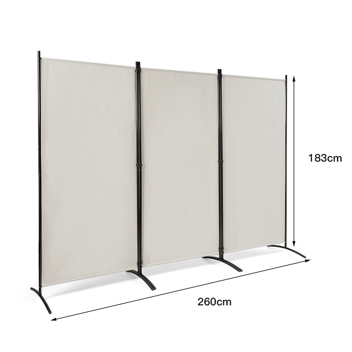 Coast 3 Panels Raumteiler - faltbar - 260 x 183 cm - Weiß - Polyester/Stahl