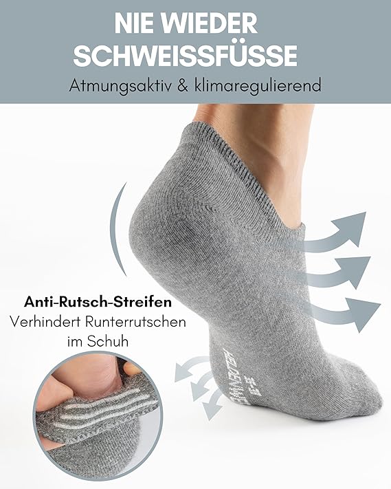 Heroism 10 Paar Söckchen für Männer und Frauen - Unsichtbare Trainersocken, atmungsaktiv und bequem - Größe 43-46